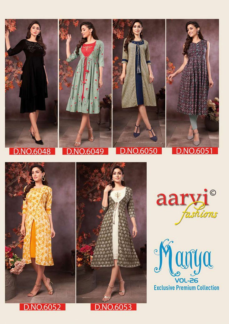 Aarvi Manya 26 New Designer party Wear Latest Kurti Collection